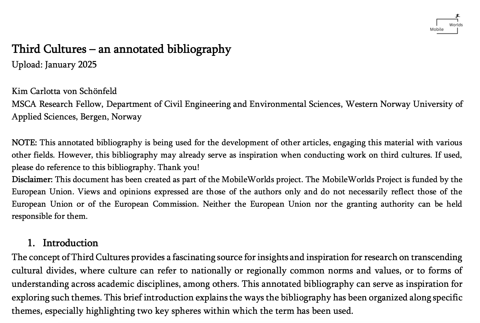 Annotated Bibliography on Third Cultures